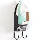 Ironing board holder - Hanging system for your ironing board AND iron - simple ironing board holder - black - plastic - Ironing board holder - Wall-mounted ironing board holder