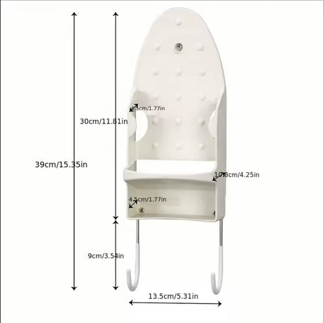 Ironing board holder - Hanging system for your ironing board AND iron - simple ironing board holder - white - plastic