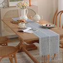 Table Runner - Bohemian Style Table Runner - 33 x 120cm - Blue - Polyester - Rustic Farmhouse Style Table Runner - For Party & Dining Decorations - Boho Tassel Embroidered Table Runners