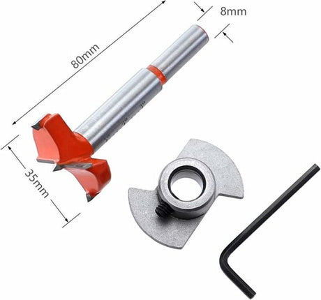 Drill guide - hinge gauge - Drill bit accessories - for 35mm hinge holes - 77*66mm - PP, TPR, carbon steel - blue - for carpentry, cabinet hinges and mounting plates