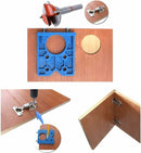 Drill guide - hinge gauge - Drill bit accessories - for 35mm hinge holes - 77*66mm - PP, TPR, carbon steel - blue - for carpentry, cabinet hinges and mounting plates