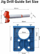 Drill guide - hinge gauge - Drill bit accessories - for 35mm hinge holes - 77*66mm - PP, TPR, carbon steel - blue - for carpentry, cabinet hinges and mounting plates