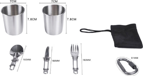Cookware - 9-piece - for camping, outdoor, hiking, picnic, BBQ, foldable camping pans - safe and BPA - Suitable for 2-3 people camping pan set