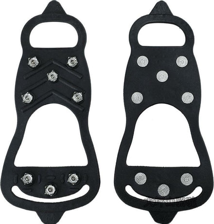 1 pair - Anti-slip spikes for under shoes - Size 41-46 - anti-slip gripper spikes claw - Snow shoes - black - Silicone