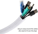 Cable Sleeve - 2m - Diameter 19MM - Cable Management - Braided Cable Sheathing - Cable Protector - Stretchable - Cuttable - PET - White - For TV / Computer / Home Theater / Engine Compartment