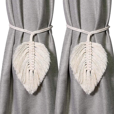 Curtain Holder - 2 Pieces - Curtain Tie Back - Curtain Tie Rope - Curtain Tie Back Hook - Curtain Ties - Beige - 116 cm Long