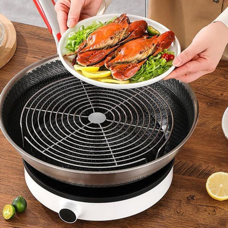 Oven Rack - Steam Rack - Stainless Steel - Microwave Rack - Round - Grill Cooling Rack - Multifunctional Cooking Steam Stand - Microwave Rack Round - Oven Rack - Universal - Suitable for cooking, baking and roasting - 16cm - Silver