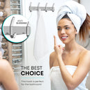 Wardrobe hooks - 4 hooks Stainless steel - Hook strip - Clothes hooks - For wall, wardrobe rail, wall wardrobe for bedroom, bathroom, kitchen - Silver - Coat hooks