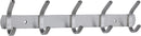 Wardrobe hooks - 5 hooks Stainless steel - Hook strip - Clothes hooks - For wall, wardrobe rail, wall wardrobe for bedroom, bathroom, kitchen - Silver - Coat hooks - 38 cm