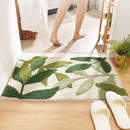 Non-slip bath mat - Non-slip bath mat - 50x80cm - durable water-absorbent bathroom rug - machine washable - soft and comfortable doormat - green leaves - Non-slip - Doormat