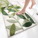 Non-slip bath mat - Non-slip bath mat - 45x65cm - durable water-absorbent bathroom rug - machine washable - soft and comfortable doormat - green leaves - Non-slip - Doormat