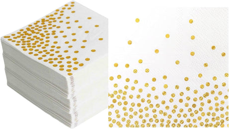 Gold Napkins, 100-Pack White and Gold Napkins, Paper Napkins
