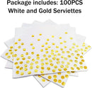 Gold Napkins, 100-Pack White and Gold Napkins, Paper Napkins