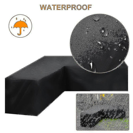 L-Shape All-Weather Waterproof Corner Sofa Cover Outdoor Patio Furniture Protector 300x300x98cm 12 Sizes Dust Cover Garden Compatible with Rattan