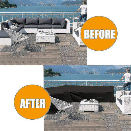 L-Shape All-Weather Waterproof Corner Sofa Cover Outdoor Patio Furniture Protector 300x300x98cm 12 Sizes Dust Cover Garden Compatible with Rattan