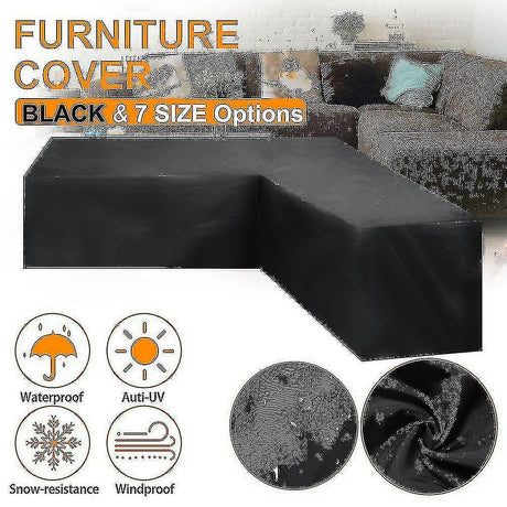 L-Shape All-Weather Waterproof Outdoor Sofa Cover for Rattan Corner Furniture, 12 Sizes, 215x215x87cm