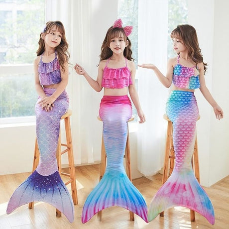 Mermaid Swimsuit Monofin Compatible with Kids Size L 7-9 Years Pack C