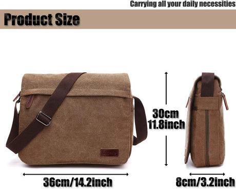Canvas Shoulder Bag for Men Laptop School Bag