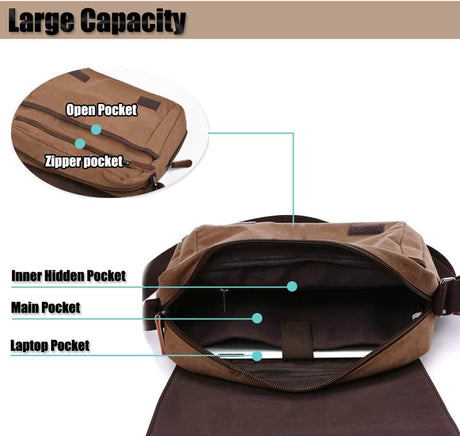 Canvas Shoulder Bag for Men Laptop School Bag