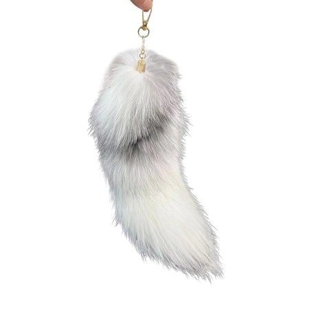 Raccoon Tail Keychain Artificial Soft Fur Pendant Backpack Bag Decorative Ornament Key Ring
