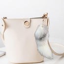 Raccoon Tail Keychain Artificial Soft Fur Pendant Backpack Bag Decorative Ornament Key Ring