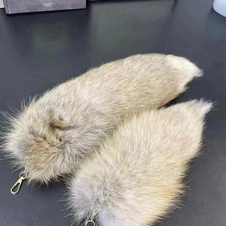 Raccoon Tail Keychain Artificial Soft Fur Pendant Backpack Bag Decorative Ornament Key Ring