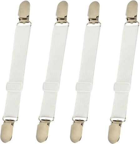 Mattress Sheet Clips 4-Pack Adjustable Elastic Fasteners Holders for Secure Bedding Fit