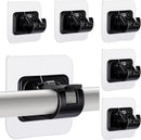 Self-Adhesive Curtain Rod Holders 6 pcs, Nail-Free Adjustable Brackets, Wall Mounts, Black