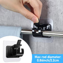 Self-Adhesive Curtain Rod Holders 6 pcs, Nail-Free Adjustable Brackets, Wall Mounts, Black