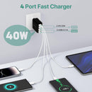 USB C Charger, 40W Fast Charger with Multiple Outlets, Compatible with Samsung and Xiaomi, USB Charging Plug Adapter