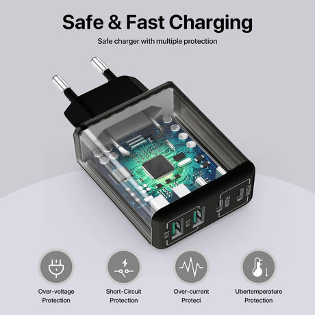 USB C Charger, 40W Fast Charger with Multiple Outlets, Compatible with Samsung and Xiaomi, USB Charging Plug Adapter
