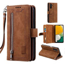 Samsung Galaxy A26 5G Phone Case, PU Leather Zipper Wallet with 9 Card Slots, Brown