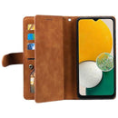 Samsung Galaxy A26 5G Phone Case, PU Leather Zipper Wallet with 9 Card Slots, Brown