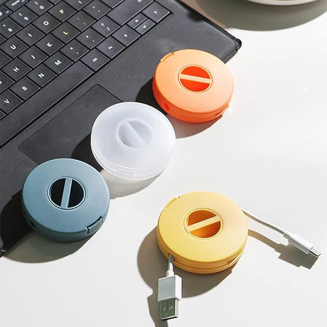 USB Cable Organizer Holder Set of 4 Retractable Compact Versatile