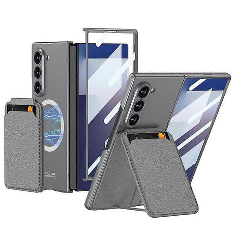 Magnetic Card Slot Case For Samsung Galaxy Z Fold7 5G Compatible with Samsung Grey