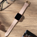Apple Watch Leather Replacement Band Genuine Leather Compatible with Apple Watch Series 9 8 7 6 5 4 3 2 1 SE Ultra 38mm 40mm 41mm Rose Gold Pink