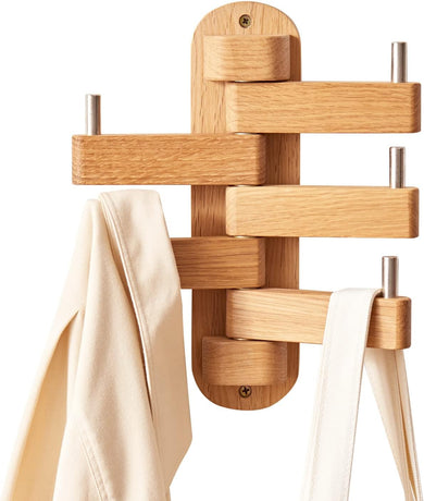Oak Wall Mounted Coat Rack for Entryway