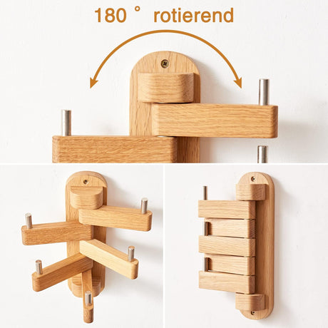 Oak Wall Mounted Coat Rack for Entryway