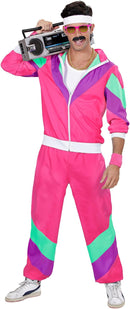 Widmann 80s Costume Jogging Pants Pink XL Multicolored Jogging Suit