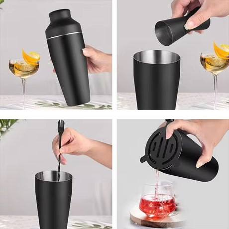 Cocktail Shaker Set Matte Black Stainless Steel
