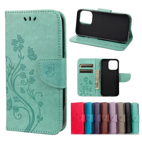 iPhone 13 Case with Butterfly Floral Design - Green