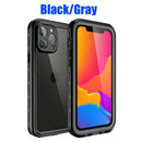 Waterproof Case for iPhone 15 14 13 12 11 Pro Max XS Max XR 7 8 Compatible with iPhone 14 Pro Transparent Diving Protection Black