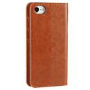 iPhone 4.7 inch Leather Flip Phone Case Compatible with iPhone SE (2020) SE (2022) 8 7 Brown
