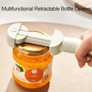 Multifunctional Can Opener and Bottle Cap Holder for Weak Hands Adjustable Telescopic Grip Opener