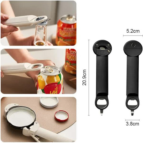 Multifunctional Can Opener and Bottle Cap Holder for Weak Hands Adjustable Telescopic Grip Opener