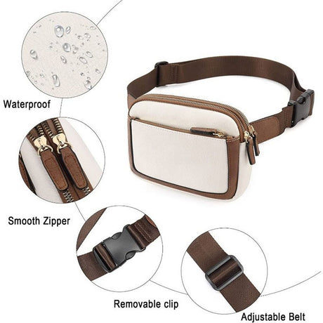 Women's Black PU Leather Belt Bag Crossbody Waist Shoulder Travel Bag