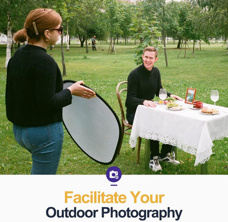 5-in-1 Foldable Light Reflector 60 x 90 cm Large Oval Portable Photo Reflector with Carrying Bag