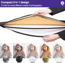 5-in-1 Foldable Light Reflector 60 x 90 cm Large Oval Portable Photo Reflector with Carrying Bag