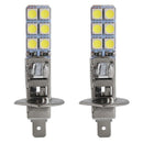 2 pcs H1 LED Headlight Bulbs Kit 6000K Super White 55W Fog Light with 12 SMD 5050 Chips