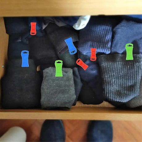 Sock Clips 60 Pack for Washing Machine and Dryer, Laundry Clips with Hooks, Sock Holder Set